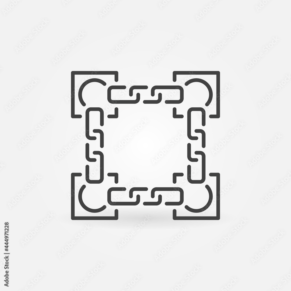 Poster block-chain outline icon - vector block chain line symbol