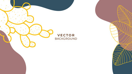 Fashion abstract background with organic shapes and hand draw line in earth tone color. Modern design template with space for text. Minimal stylish cover for branding design. Vector illustration