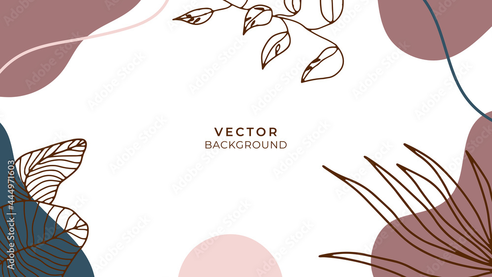 Poster fashion abstract background with organic shapes and hand draw line in earth tone color. modern desig