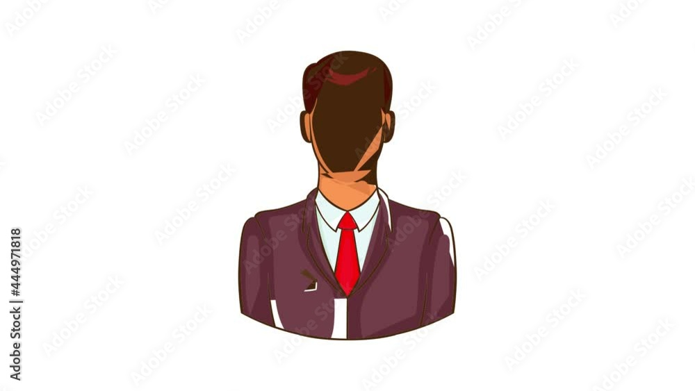 Aufkleber man in suit avatar icon animation cartoon best object isolated on white background