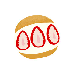 苺のマリトッツォの手描きイラストアイコン