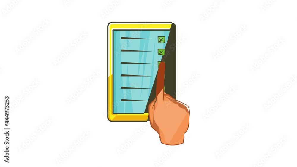 Poster checklist with hand icon animation cartoon best object isolated on white background