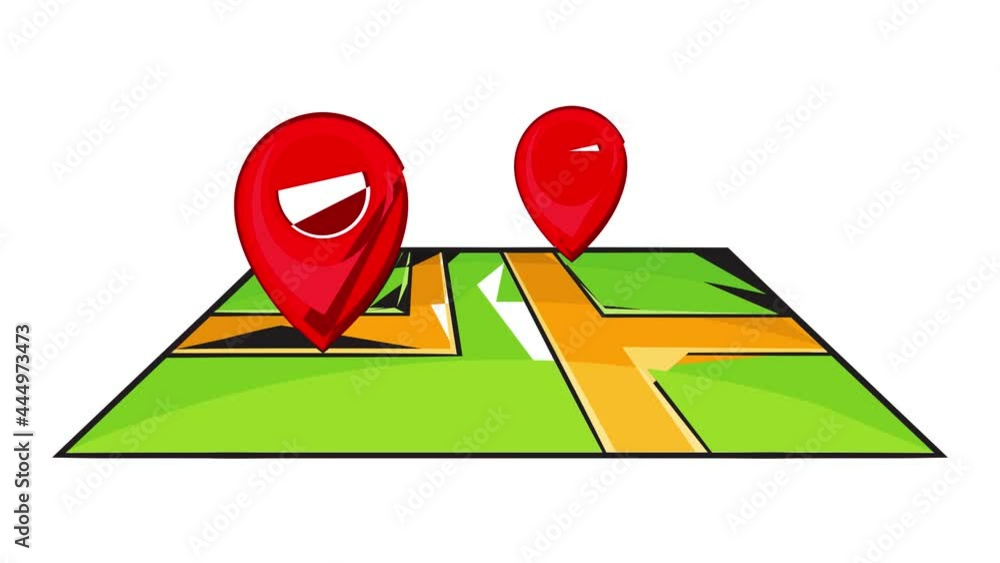 Poster map with pointers icon animation cartoon best object isolated on white background