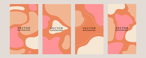 Obraz premium Social media stories, posts, highlights templates. Abstract floral minimal background with aesthetic floral flowers. Abstract floral vector backgrounds with copy space for text