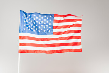 flag of america with stars and stripes isolated on grey