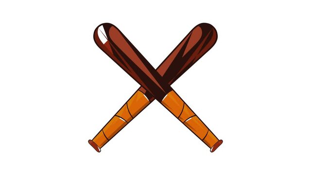 Crossed baseball bats icon animation cartoon best object isolated on white background