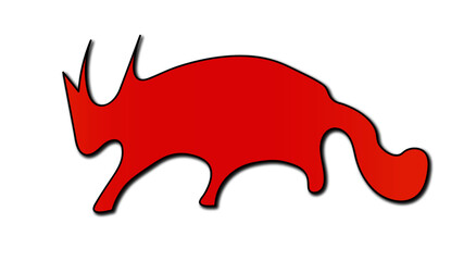 Fox and bull. Logo. Red, orange. Gradient.