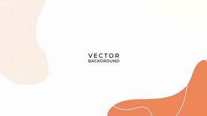 Beautiful pastel social media banner template with minimal abstract organic shapes composition in trendy contemporary collage style. Organic background with floral element, line and blob shapes