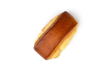 Yeast buns with vanilla cream isolated on white background.