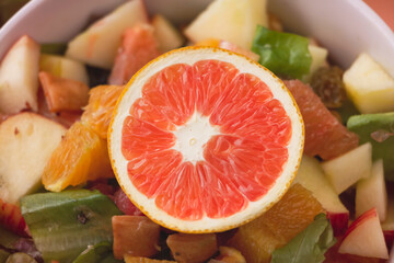 Closeup Sliced Orange with pink pulp,