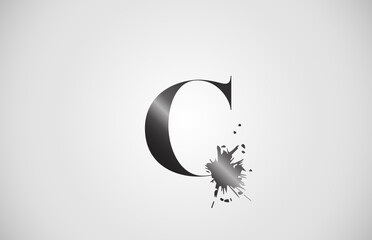 splash C alphabet icon letter for corporate. Grunge design suitable for a company logo