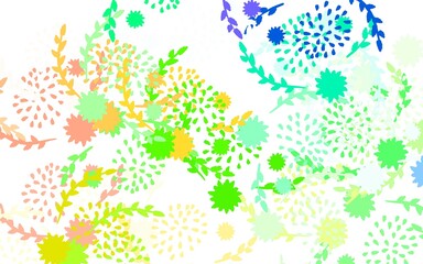 Light Multicolor vector doodle backdrop with flowers, roses.