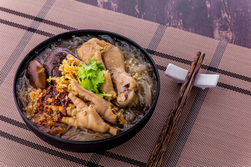 Noodles with chicken tasty Asia food