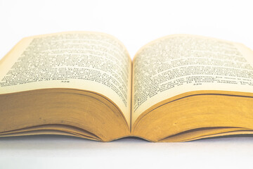 Open book in brown color with white background