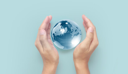 Globe in hand,Energy saving concept, image furnished by NASA