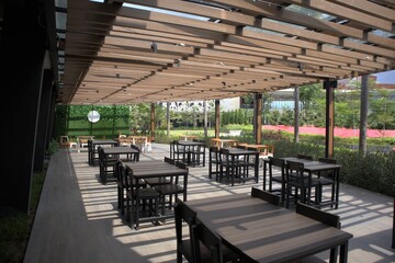 Empty restaurant with minimalist design