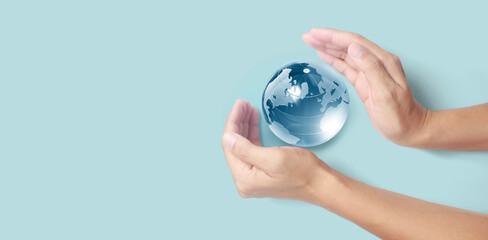 Globe in hand,Energy saving concept, image furnished by NASA