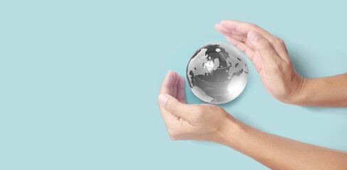 Globe in hand,Energy saving concept, image furnished by NASA