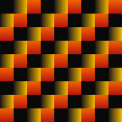 3D cubes wallpaper. Vector orange and yellow cubes pattern.