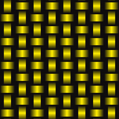 Yellow wicker. Vector gradient wicker and black background.