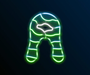 Glowing neon line Fish steak icon isolated on black background. Colorful outline concept. Vector