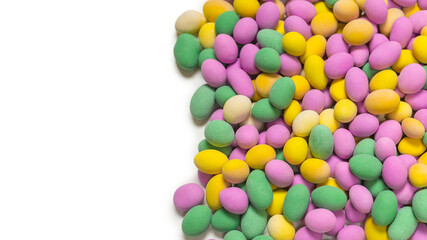 Group of colorful peanuts in glaze.