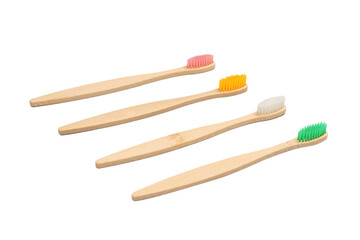 Bamboo toothbrush isolated on a white background.
