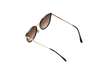 Woman brown trendy sunglasses isolated on a white background.