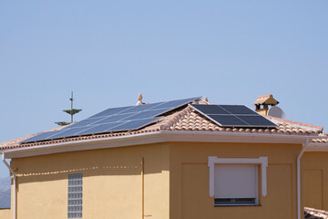 Photovoltaic solar panels on a roof