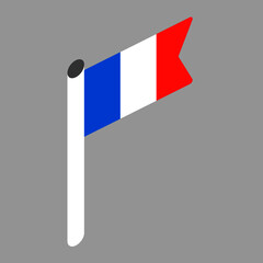 Vector isometric national flag of the state of the French Republic on a gray background