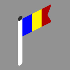Vector isometric national flag of the State of Romania on a gray background