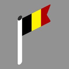 Vector isometric national flag of the state of the Kingdom of Belgium on a gray background