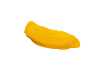 Fototapeta na wymiar Dry tasty mango slices isolated on a white background.