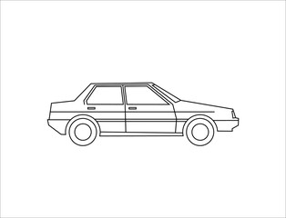 Car icon in thin line style  side view