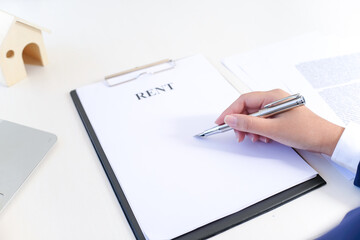 Business people signing contract making a deal with real estate agent Concept for consultant and home insurance concept.