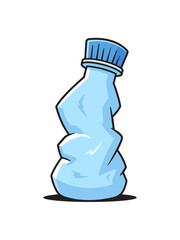 Crushed Plastic Bottle vector illustration isolated on white