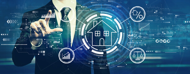 Real estate theme with businessman