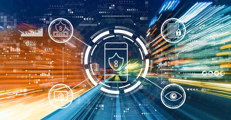 Data Privacy concept with high speed motion blur