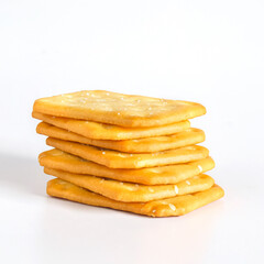 Dry cracker cookies or biscuits on background, concept of food.