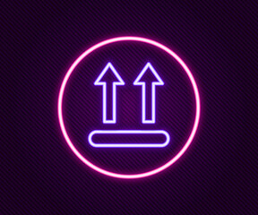 Glowing neon line Washing under 90 degrees celsius icon isolated on black background. Temperature wash. Colorful outline concept. Vector