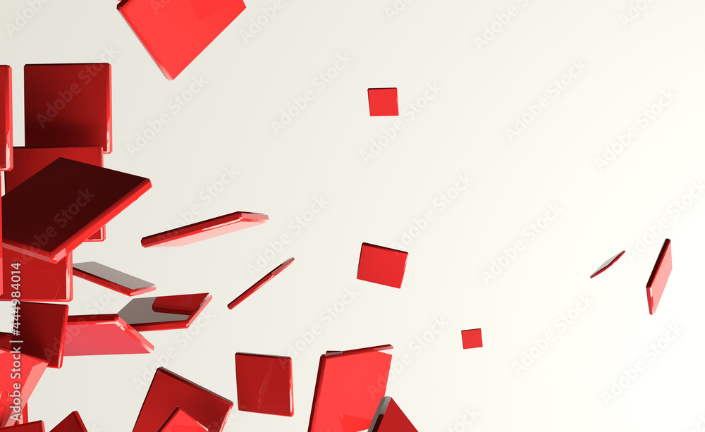 Poster 3d render of different size of square shapes
