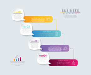 Vector illustration infographics design template, business information, presentation chart, with 4 options or steps. 