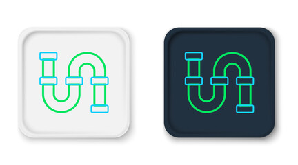 Line Industry metallic pipe icon isolated on white background. Plumbing pipeline parts of different shapes. Colorful outline concept. Vector