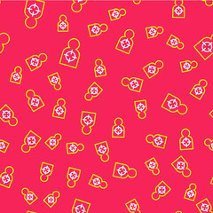 Line Human target sport for shooting icon isolated seamless pattern on red background. Clean target with numbers for shooting range or shooting. Vector