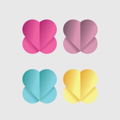 heart x letter design like origami paper fold kertas