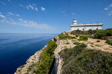 Fototapeta na wymiar Cap Blanc lighthouse, Llucmajor, Mallorca, Balearic Islands, Spain