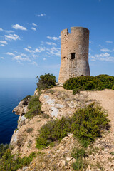 Fototapeta na wymiar Cap Blanc tower built in 1579, llucmajor, Mallorca, Balearic Islands, Spain