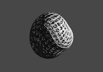 Abstract dark rounded shape with hole background. 3D rendering.