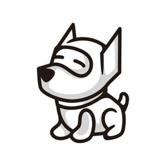 Cute robot dog toy cartoon design black line art design vector