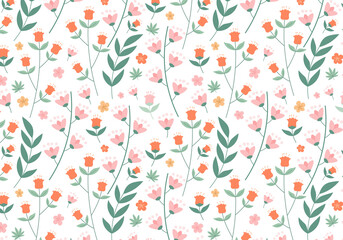 Hand drawn abstract floral pattern background. Vector.